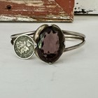 Taxco Sterling Silver 925 Mid Century Modern Cuff Stack Bracelet Tanzanite