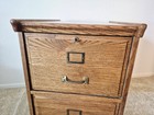 Vintage Industrial Mission Style Oak Wood File Cabinet 2 Drawer Brass N34