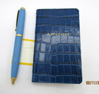 Graphic Image Address Book Pocket Size 3x5  Leather Cover Blue Crocodile