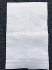 6 Pieces Fine Linen Handmade Embroidered White Guest Towel 14x22  Hemstitched
