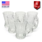 Glass Tea Cups With Handle  Clear Coffee Mugs Set Of 6  Vintage Design  5 25 Oz