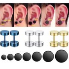 2pcs Gothic Stainless Steel Dumbbell Stud Earrings Punk Hip Hop Men Women