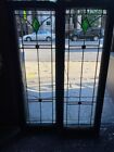 Antique Stained Leaded Glass Doors   Windows 45  By 16  