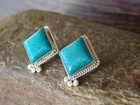 Navajo Sterling Silver Square Turquoise Post Earrings Mccarthy