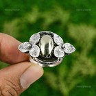 Natural Pyrite Gemstone Promise Flower Gold Ring Size 10 5 925 Sterling Silver