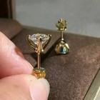 2ct Round Cut Lab Created Diamond Solitaire Stud Earrings 14k Yellow Gold Plated