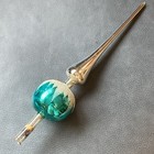 Vtg Shiny Brite Mercury Glass Teal Christmas Tree Topper Blue Ornament With Box