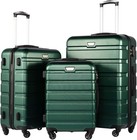 Luggage 3 Piece Set Suitcase Spinner Hardshell Lightweight Tsa Lock Dark Gree   