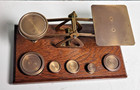 Antique Brass Postal Letter Scales Complete Weight Set Made In England