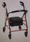Drive Steel Rollator Walker W  Seat  Foldable  Adj Handles  6in Wheels Red