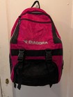 Diadora Soccer Backpack Pink Black Ball Cleat Bag Sports Training Equipment Bag