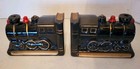 Lot Of 2 Vintage Train Locomotive Ceramic Book Ends - Japan Shelf Decor Office