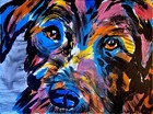 Original Vibrant Dog 11x14 Pop Art Pet Portrait Acrylic Canvas Signed Decor B06