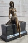 Signed Deco Bronze Sculpture Cubism Nude Girl Abstract Modern Art Statue Gift