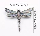 Alloy Silver Abalone Dragonfly Brooch  Pin Or Pendant With Black Crystal Eyes