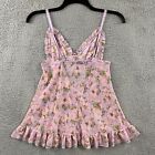 Vtg Victorias Secret Babydoll Slip Top Size Small Floral Angel Coquette Rare Y2k