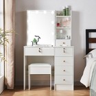 Dressing Table Set Modern Makeup Vanity Desk With Stool   Led Lights   Mirror