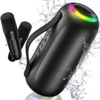 Fanfun Mini Karaoke Machine Bluetooth Waterproof Speaker With 2 Mics For Travel