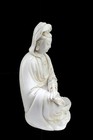 Chinese Blanc De Chine Seated Guanyin Statue  Seal Mark At Back Of Figurine