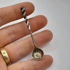 Old Vintage Antique Sterling Silver Twisted Stem Condiment 2  Spoon 