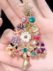 New Enamel Rhinestone Xmas Tree Brooch Pin Festive Lapel Jewelry Gift