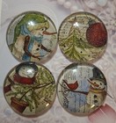 Snowman Season        Refrigerator Magnets Set Of 4 Glass Dome Decor   Diy Ornament 