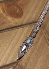 Vintage Navajo Multi-stone Turquoise Inlay Feather Pendant Necklace Sterling 5g