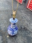 Antique 18th Century Delft Blue And White Decorated Lamp Mounted Vases  