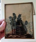 Set Of 4 Vintage Reverse Painted Convex Glass Silhouette Pictures Framed  4