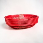 8 Piece Red Oval Plastic Fast Food Baskets Set Commercial Restaurant Serving  