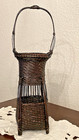 Dark Brown Bamboo Japan Style Flower Basket Lightweight Ikebana Minimalist Mcm