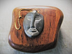 Inuit Eskimo Soapstone Carving  mask Pendant H  By  Carver Lucassie Nowra