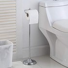 Bathroom Free Standing Toilet Tissue Paper Roll Holder Stand With Chrome