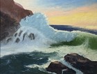 Vintage Nautical Coastal Seascape Oil Painting Signed Sailor Crashing Waves Art