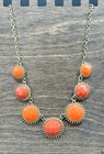 Vintage Orange Lucite Bubble Charm Disc Necklace 9    Long With 3    Extender