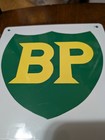  1  Vtg British Petroleum Bp Porcelain Pump Plates Gas Station Signs Gray Backs