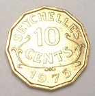 1973 Seychelles 10 Cents Queen Elizabeth Ii Coin Xf