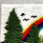 Vintage 1970s Rainbow Latch Hook Wall Art Hippie Rainbow Trees Water 35  X 24 