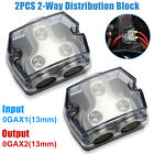 2-way Distribution Block 0 Gauge In   Out Car Audio Amp Power Ground Distributor