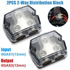 2x 2way Distribution Block 0 Gauge In Out Car Audio Amp Power Ground Distributor