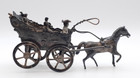 Antique Dutch Sterling Silver Miniature Horse Drawn Carriage W  Riders