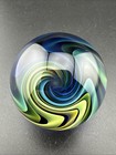 Contemporary Handmade Art Glass Marble 1 47  Fumed Uv Reactive Vortex Swirl Mib