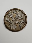 Vintage Brass Metal Relief Floral Motif Art Nouveau Deco Button  1 5    o 