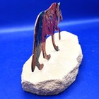 Southwest Lazart Art Wolf Metal Silhouette Enamel Sculpture Sandstone Rock Base