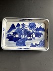 Vtg Chinese Blue White Canton Rectangle Porcelain Tray Chinoiserie Plate 7x4 5   