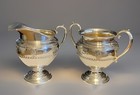 Vintage Wallace Rose Point Sterling Silver Creamer   Open Sugar Bowl Set  4640-9