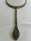 Vtg Antique Victorian Filigree Ornate Gold Tone Hand Mirror Floral Vanity Decor