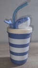 Sun Squad Target Brand Blue Striped Whale Figural Straw Cup For Kids New