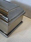 Silvertone Jewelry Casket Trinket Funeral Box Mcm Blue Velvet Lining 4x6x3
