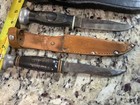 Vintage Lot Of 4 Fixed Blade Knives Deer Antler Remington Dupont Kabor Schrade
